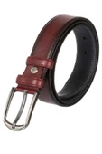 Bordo Suni Deri Dikişli Model 3.5 cm.lik Klasik Kemer - 8017 thumbnail 1