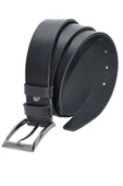 Siyah Hakiki Deri Düz 3.5 cm.lik Klasik Kemer - Tek Katmanlı Manda Derisi - 300-Düz thumbnail 3