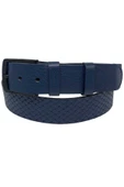 Lacivert Hakiki Deri Özel Üretim 3 Parçalı El İşçilikli  4 cm.lik Spor Kot Kemer  - 405-999 thumbnail 4