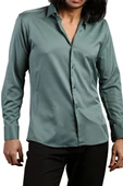 Haki Yeşil Dar Kesim Micro Kumaş Kol Düğmeli Slim Fit Erkek Gömlek - 201-19 - 2