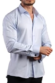 Mavi 8 Drop Ekstra Uzun Kol Dar Kesim Micro Kumaş Kol Düğmeli Slim Fit Erkek Gömlek - 197-4 thumbnail 2