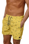 Su İtici Özellikli Dijital Baskılı Erkek Plaj Deniz Şort Mayo - 101-Sarı thumbnail 1
