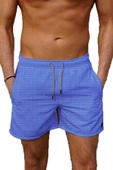 Mavi Su İtici Özellikli Dijital Baskılı Erkek Deniz Şort Mayo - 157-Mavi thumbnail 3