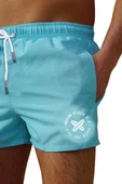 Mint Kısa Model Su İtici Özellikli Düz Renk Erkek Mini Plaj Deniz Şort Mayo - 2202-Mint thumbnail 7