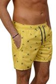 Su İtici Özellikli Dijital Baskılı Erkek Plaj Deniz Şort Mayo - 101-Sarı thumbnail 8