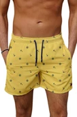 Su İtici Özellikli Dijital Baskılı Erkek Plaj Deniz Şort Mayo - 101-Sarı thumbnail 2