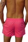Pembe Kısa Model Su İtici Özellikli Düz Renk Erkek Mini Plaj Deniz Şort Mayo - 2202-Pembe - 3