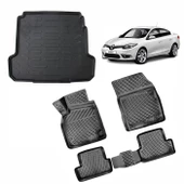 Rizline Renault Fluence 3D Havuzlu Paspas ve Bagaj Havuzu Set Siyah thumbnail 1