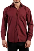 Bordo Rahat Kesim Cepli Uzun Kol Regular Fit Erkek Gömlek  - 150-13 - 1