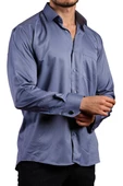 İndigo Rahat Kesim Micro Kumaş Kol Düğmeli Regular Fit Erkek Gömlek - 190-5 - 1