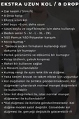 Siyah 8 Drop Ekstra Uzun Kol Dar Kesim Micro Kumaş Kol Düğmeli Slim Fit Erkek Gömlek - 197-6 - 5