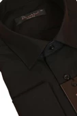 Siyah Dar Kesim Slim Fit Uzun Kol Düz Renk Erkek Gömlek  - 151-20 thumbnail 2
