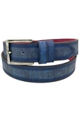 Lacivert Suni Deri Denim Kot Desenli 4 cm.lik Spor Kemer - 9805 - 2