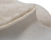 Dekoratif Puffy Peluş Yumuşak Kaymaz Taban Kesme Halı Yolluk Desenli Krem - 4