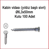 Metal Galvaniz Kabin vidası (yıldız başlı sivri) 06,3x50mm 100 Adet Kargo bedava - 5