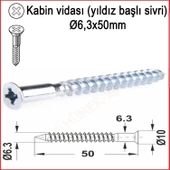 Metal Galvaniz Kabin vidası (yıldız başlı sivri) 06,3x50mm 100 Adet Kargo bedava - 2