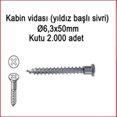 Metal Galvaniz Kabin vidası (yıldız başlı sivri) 06,3x50mm 1000 Adet Kargo bedava - 1