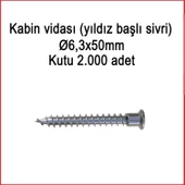 Metal Galvaniz Kabin vidası (yıldız başlı sivri) 06,3x50mm 1000 Adet Kargo bedava - 4