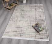 Modern Dekoratif Dokuma Salon Oturma Odası Çocuk Odası Mutfak Halısı Antre Halı Yolluk Krem 4113C - 1