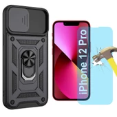 Apple iPhone 12 Pro Uyumlu Koruma Seti Tank Kılıf ve Nano Cam Set - 5