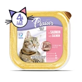 Plaisir Pate 100Gr Somon Balık Etli 4Adet Yaş Kedi Maması - 2