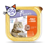 Plaisir Pate 100Gr Tavuk Etli 24Adet Yaş Kedi Maması - 2