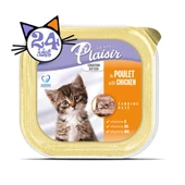 Plaisir Pate 100Gr Tavuk Etli&Sütlü 24Adet Yavru Yaş Kedi Maması - 2