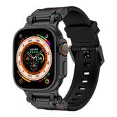 Vendas Apple Watch 7 45mm Zore KRD-101 Titanyum Metal Başlıklı Silikon Kordon ( Saat DEĞİLDİR ) - 8