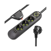 Vea VA-21557 3'lü 3 USB'li 1.5 Metre Akım Korumalı Priz Siyah - 1