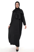 Şallı Tek Parça Namaz Elbisesi - Siyah thumbnail 1