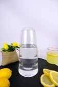 Digithome Cam Kapaklı Başucu Su ve Meşrubat Sürahisi Karaf Şişe 750 Ml – 04145 C1-1-154 - 1