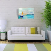 Gündoğumun `da Deniz ve Yelkenli Yağlıboya Kanvas Tablo 50 x 70 thumbnail 2