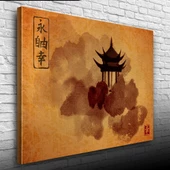 Kavuniçi Tonlarda Geleneksel Japon Mimarisi Kanvas Tablo 50 x 70 thumbnail 3