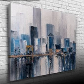 Gökdelenler ile köprünün suya yansıması Yağlıboya Kanvas Tablo 50 x 70 - 1