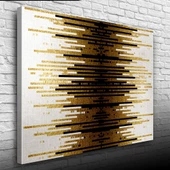 Altın Rengi, Siyah ve Beyaz Çizgili Desen Kanvas Tablo 50 x 70 thumbnail 1