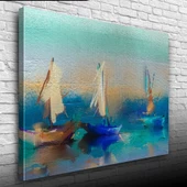 Üç Yelkenli Tekne Yağlıboya Kanvas Tablo 50 x 70 thumbnail 1