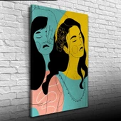 İki Kadın Portesi , Pastel Renklerde Kanvas Tablo 50 x 70 thumbnail 3