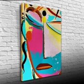 Soyut Kadın Portresi , Pastel Renklerde Kanvas Tablo 50 x 70 thumbnail 3