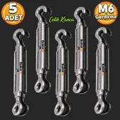 Çelik Kanca M6 Yük Halat Gerdirme Galvenizli Paslanmaz 5 ADET thumbnail 1