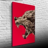 Kızgın Kurt , Kırmızı ve Gri Tonlarda Kanvas Tablo 50 x 70 - 1