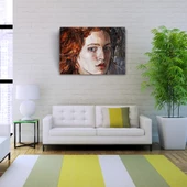 Kızıl Saçlı Yağlı Boya Kadın Portresi Kanvas Tablo 50 x 70 - 2
