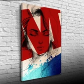 Kadın Silueti, Kırmızı. Mavi ve Beyaz Tonlarda, Kanvas Tablo 50 x 70 - 1