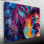 Soyut,  Renkli , Yağlıboya Dokulu Kanvas Tablo 50 x 70 thumbnail 1