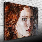 Kızıl Saçlı Yağlı Boya Kadın Portresi Kanvas Tablo 50 x 70 - 3
