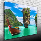 Phuket, Kayık ve Adalar Manzarası Kanvas Tablo 50 x 70 thumbnail 3