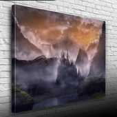 Bulutlar içinde Mistik Şato Kanvas Tablo 50 x 70 - 3