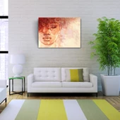 Kızıl Tonlarda Yağlı Boya Kadın Portresi Kanvas Tablo 50 x 70 - 3