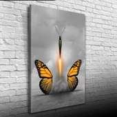 Kelebek Görselli Soyut Çalışma Kanvas Tablo 50 x 70 thumbnail 1