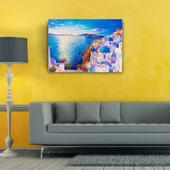 Mikanos Adası Mavi ve Beyaz Yağlıboya Kanvas Tablo 50 x 70 thumbnail 2