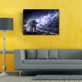 Uzayda Astronot ve Meteor Yağmuru Kanvas Tablo 50 x 70 - 2